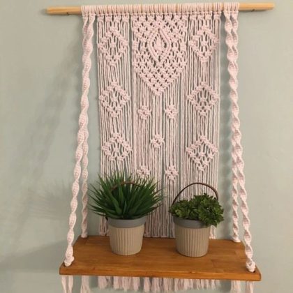 Prateleira macrame madeira