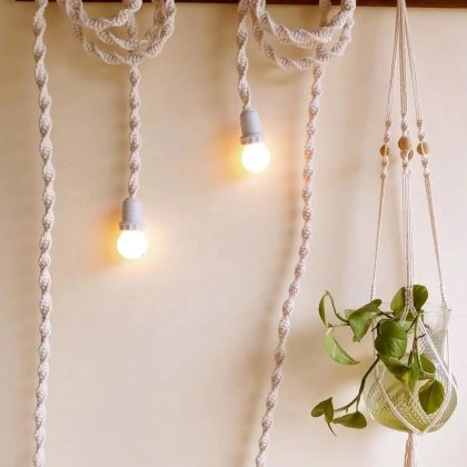 Luminária decor macrame