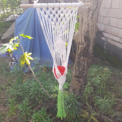 Suporte para vaso em macrame